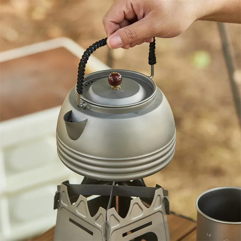 

Pure Titanium Kettle Outdoor Kettle Home Camping Trip Portable Teapot Titanium Health Pot Around The Stove