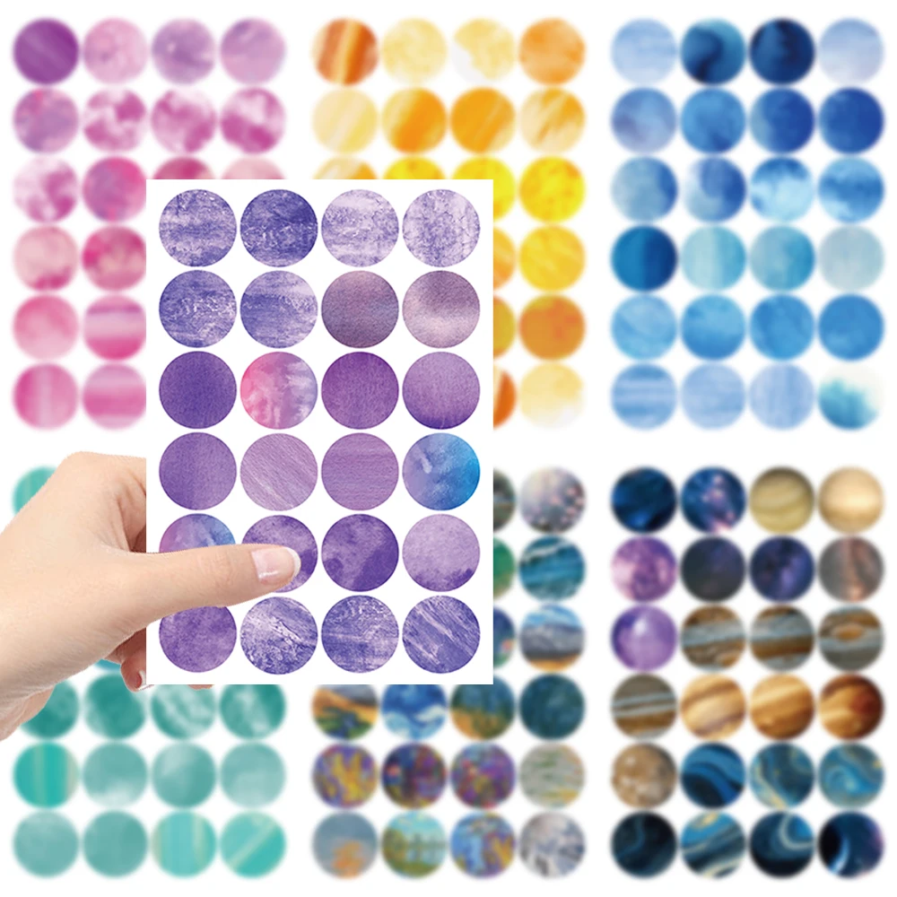 8 pçs monet jardim redondo ponto adesivos legal dos desenhos animados adesivos notebook diy decoração adesivos à prova dwaterproof água e durável presente do festival