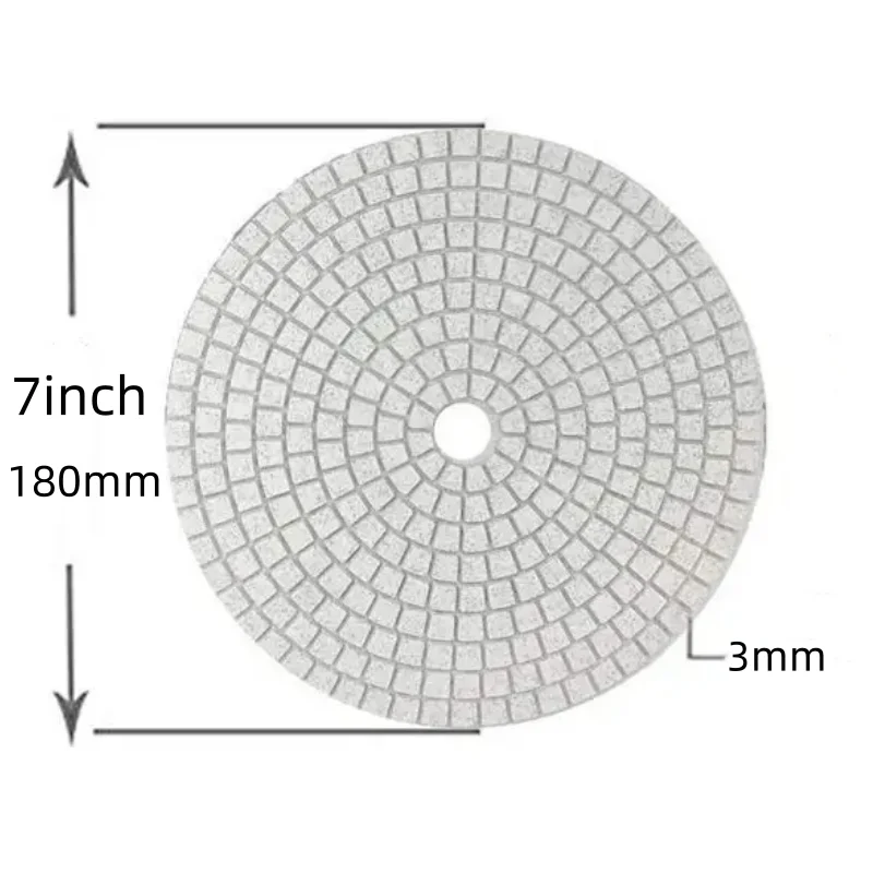 1PC 7 Inch 180mm Diamond Polishing Pad Grit 30-3000 for Granite Stone Concrete Marble Wet Polishing Use Grinding Discs