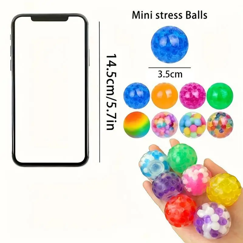 Rainbow Squeeze Ball Set (6PCS), Mini Durable Stress Relief Balls, Portable Sensory Fidget Toys For Kids & Adults, Non-Toxic