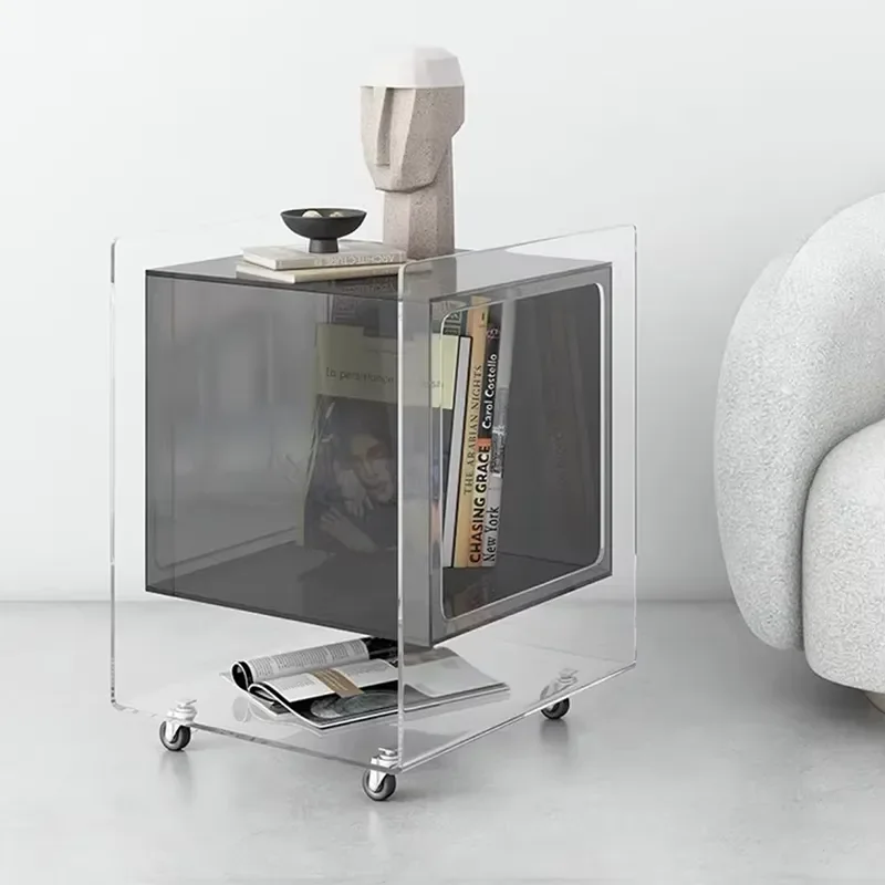 Clear Acrylic Coffee and Bed Side Table with Wheels for Living Room & Hotel Decor Hotel & Restaurant Furniture Supply 6