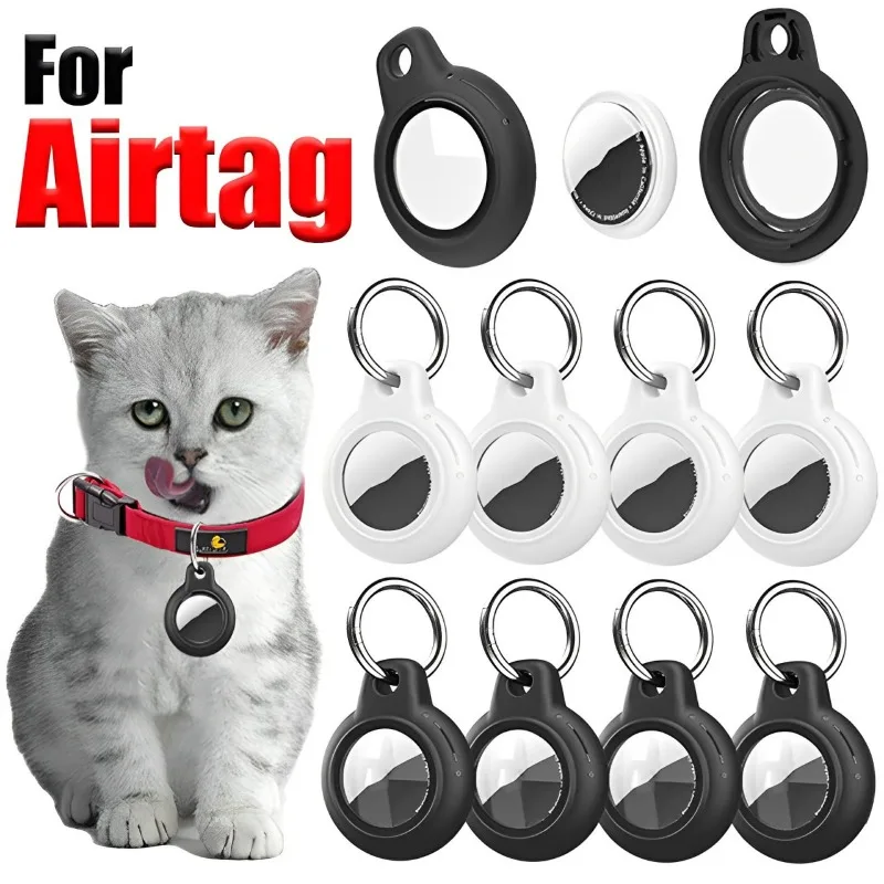 For AirTag Protective Case Secure Holder Anti-theft Case with Metal Wire Keychain Protective for Apple AirTag Lock Pet Tracker