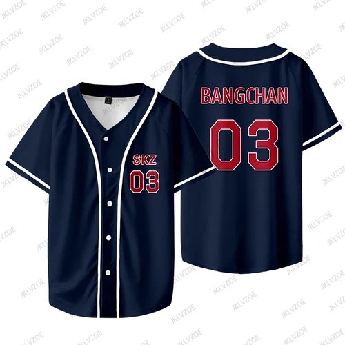 KPOP FELIX BANGCHAN CHANGBIN HYUNJIN SEUNGMIN LEE KNOW Camiseta de béisbol Camiseta de manga corta Gráfico Mujeres Hombres Camisetas de gran tamaño