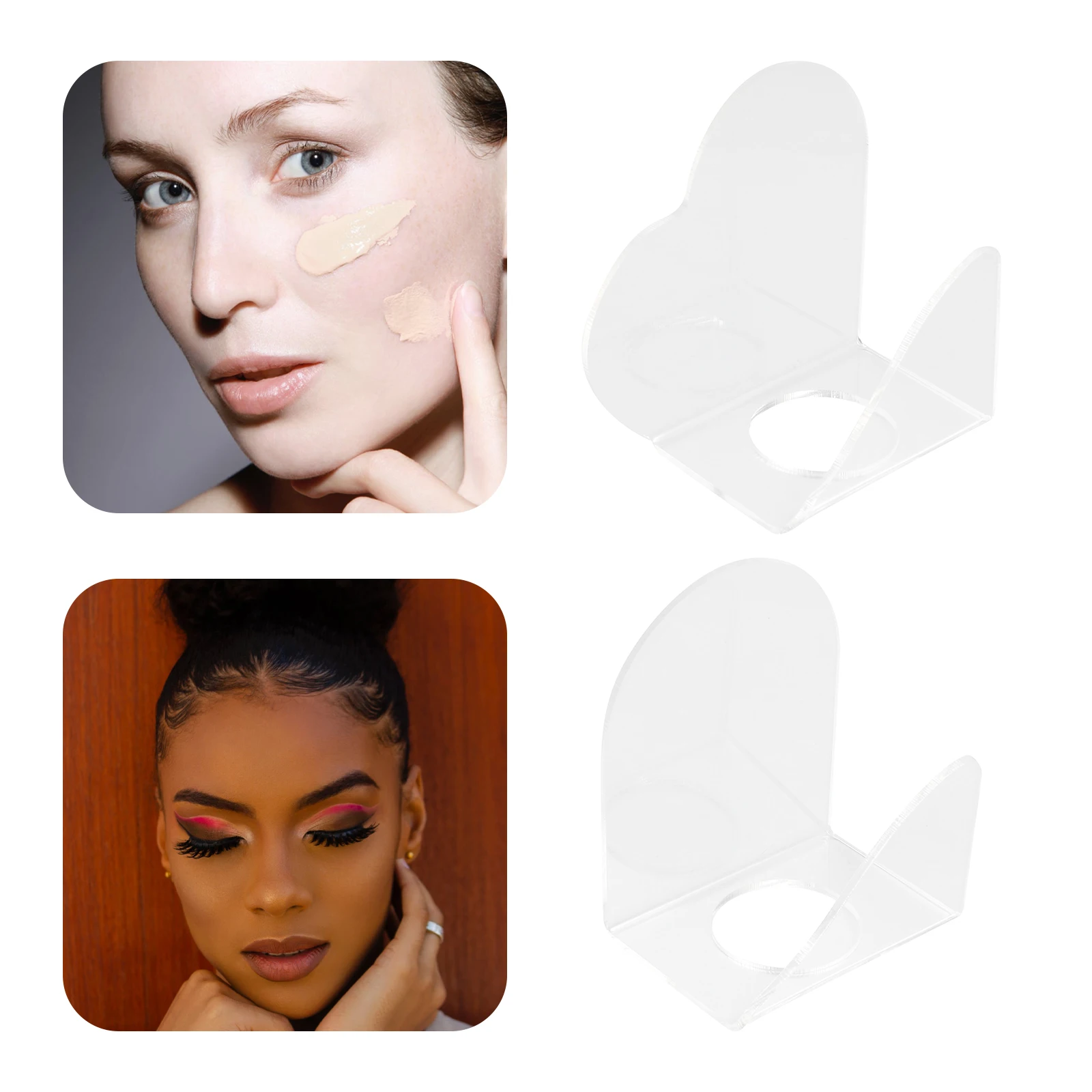 

2 pcs Transparent Ergonomic Makeup Mixing Lightweight Durable Clear Hand-Held Beauty Tool For Custom Shade Foundation