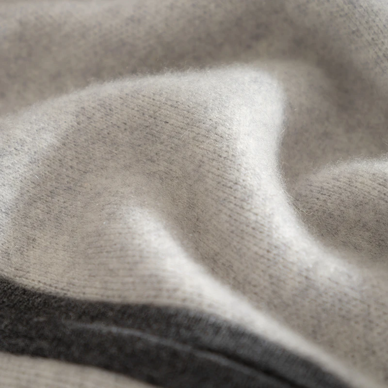 عالية الجودة 100% سترة الكشمير المعنقة الرجال نصف عالية الرقبة سستة سترة 2025 الخريف/الشتاء سميكة الدافئة المتناقضة سترة