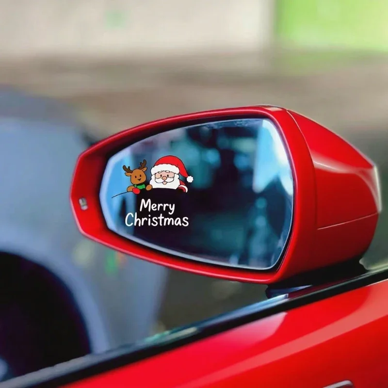 Christmas Special! Santa Claus and Reindeer Stickers for Car Rearview Mirrors, Makeup Vanity Mirrors, Bikes & Computers