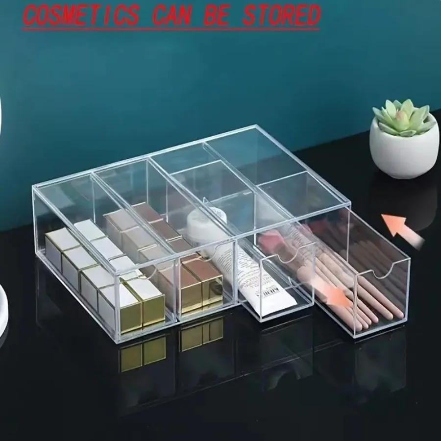 

2pcs Transparent Drawertype Multifunctional Storage Box Acrylic Cosmetics Stationery Organizer Box Multicompartment Dustproof L