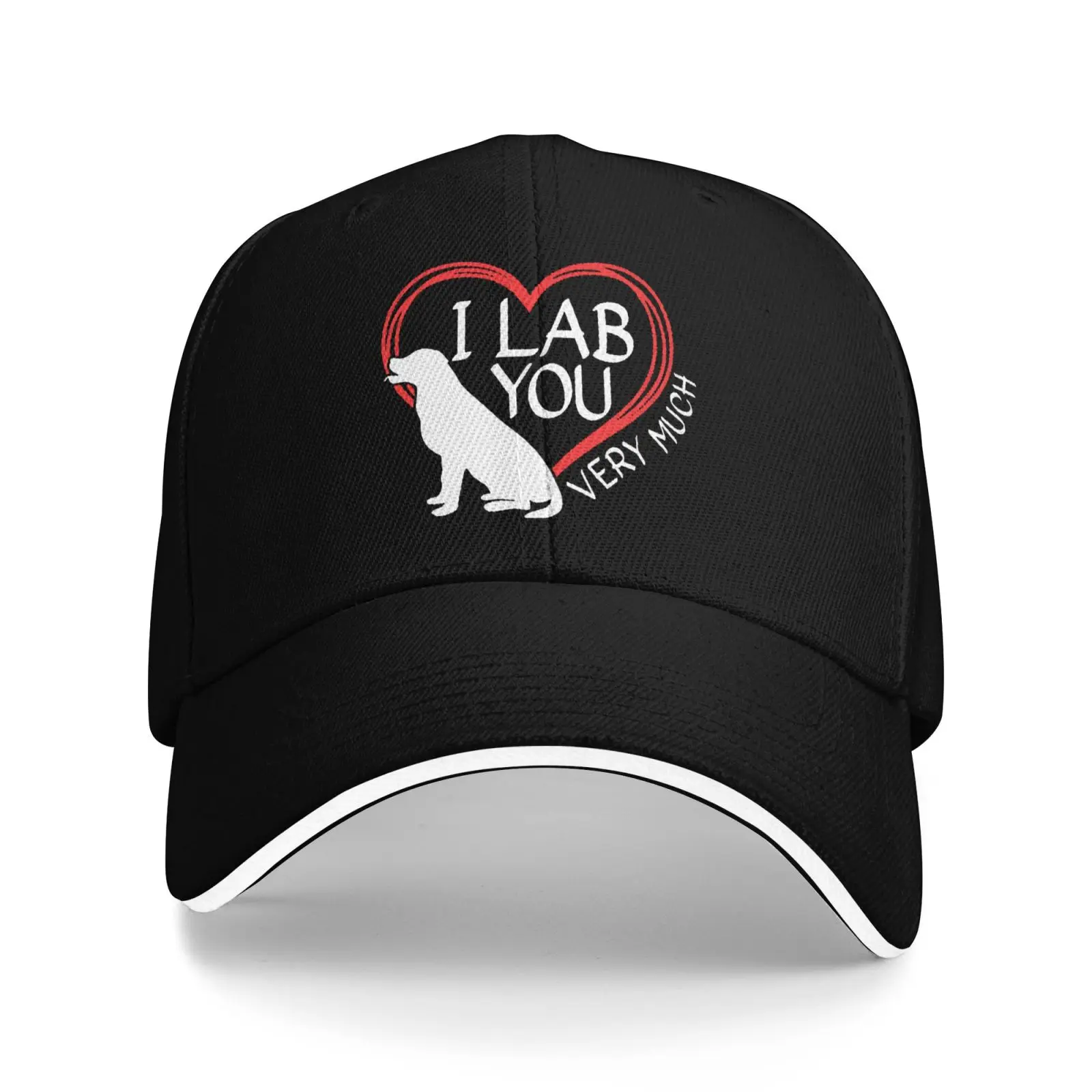 I Lab You Labrador Dog Heart Print Baseball Cap Adjustable Unisex Cotton Casual Sun Hat for Men Women