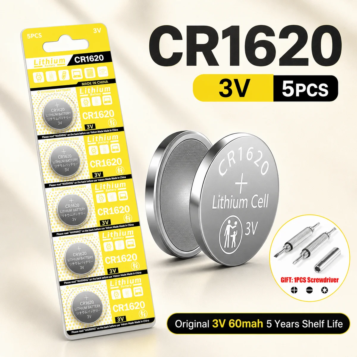 Lithium Coin Cell Battery CR1620 CR1616 CR1220 3V 5-10PCS Button Cells For Watch Remote Key Fob Calculator Scales Shavers