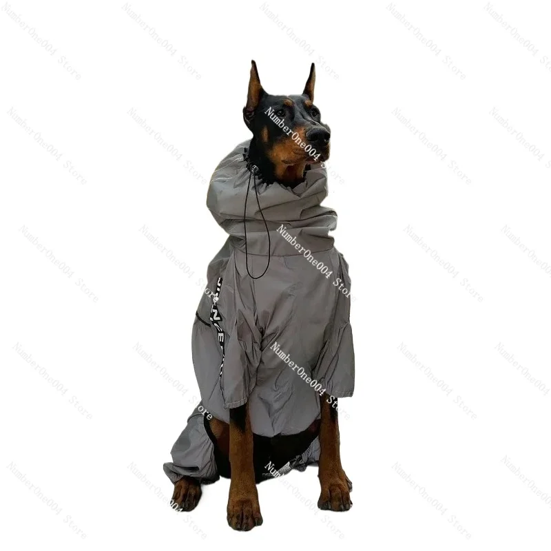 

Large Dog Raincoat Reflective Waterproof Jacket Bulldog Doberman Greyhound Clothes Dogs Accessories Designer Pet Clothes