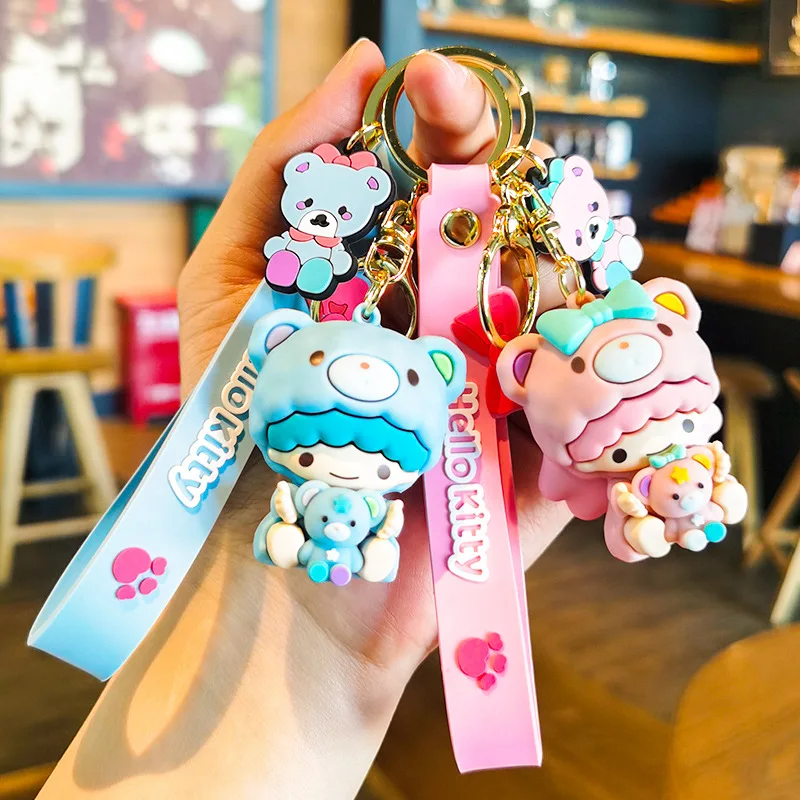 Kawaii Sanrio Keychain Cute Anime Kuromi Hello Kitty Cinnamoroll Schoolbag Pendant Car Key Ornaments Birthday Gifts for Friends