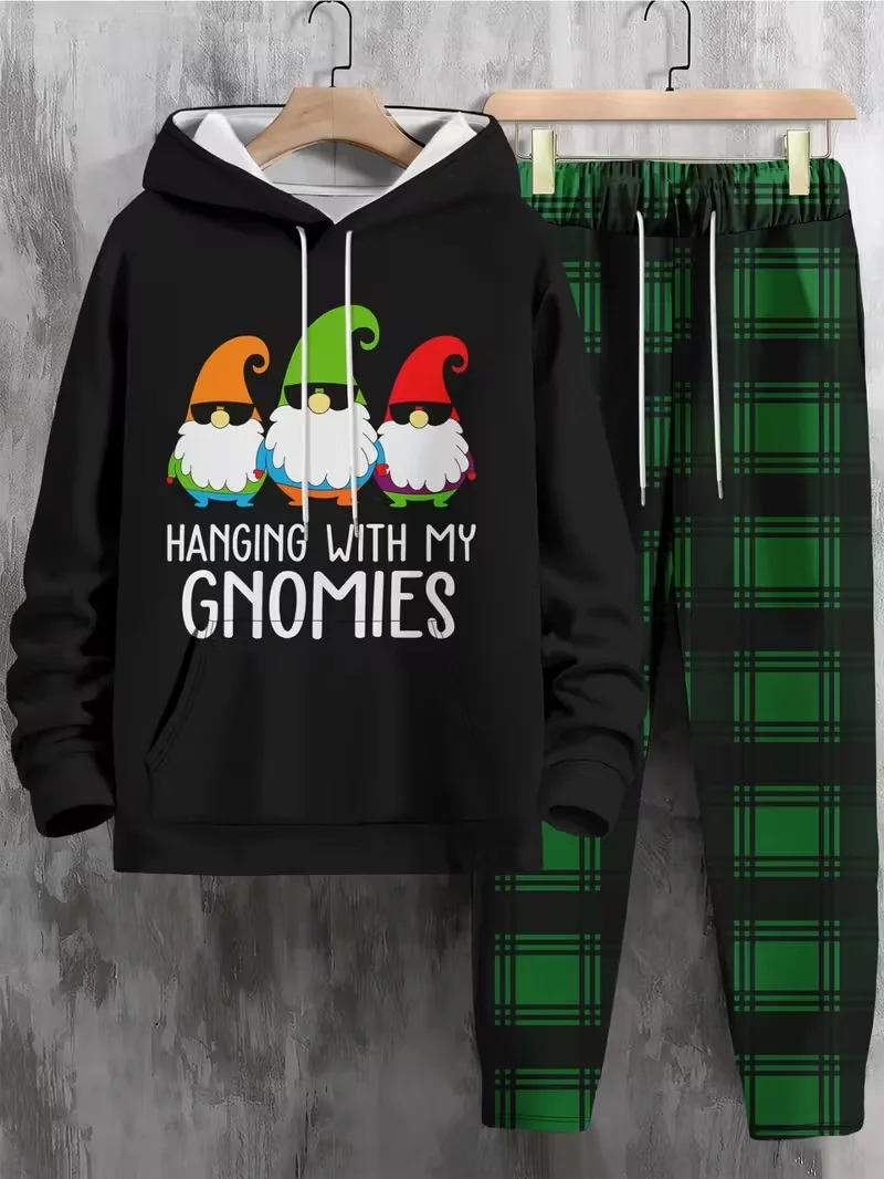 

Осенне-зимний мужской комплект с капюшоном, мужской комплект с капюшоном с рисунком Санта-Клауса, модный комплект с капюшоном, уличный спортивный комплект с капюшоном, быстросохнущий комплект с капюшоном