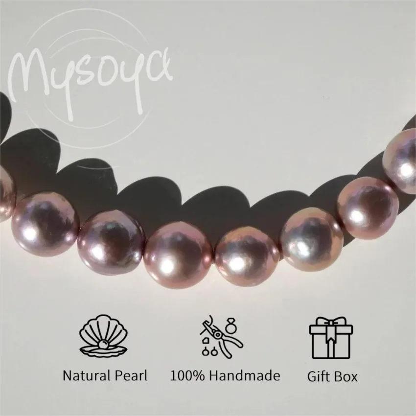 

MYSOYA 11-15 мм фиолетовое жемчужное ожерелье в стиле барокко с морщинистой поверхностью и подарочной коробкой идеальный подарок на свадьбу, день рождения, Рождество, Новый год