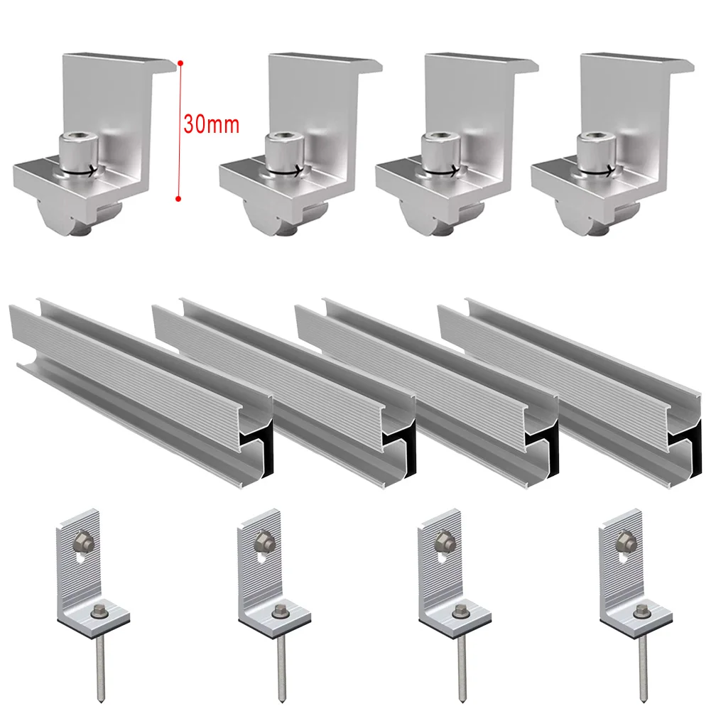 Riel de Montaje de Aluminio para Paneles Solares, Perfil Solar de 200 mm * 56 mm * 30 mm, Perfil de Aluminio para Módulos Solares