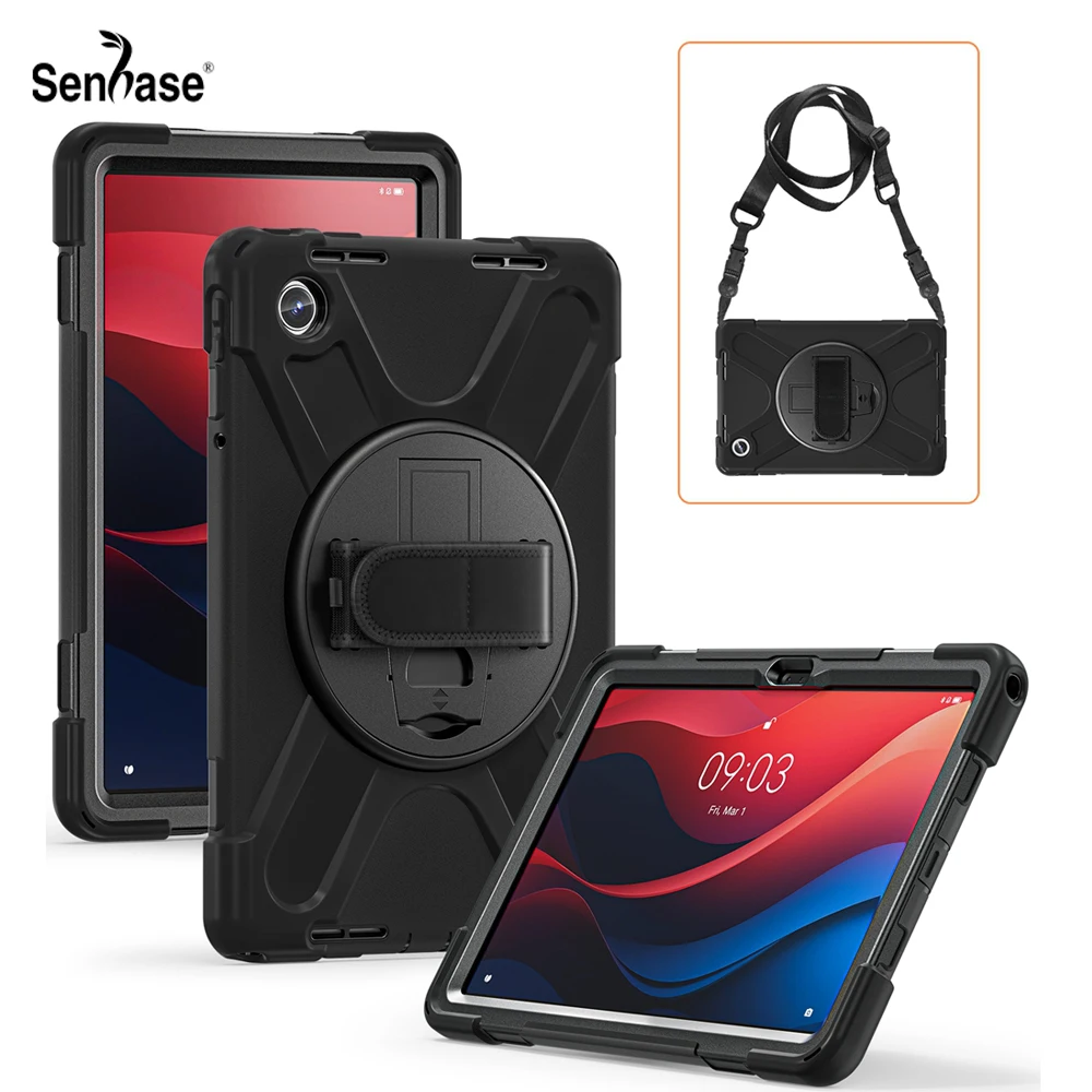 

Shockproof Kids Safe PC + Silicon Stand Shoulder Strap Tablet Cover For Lenovo Tab M11 2023 11 inch TB-330FU Case