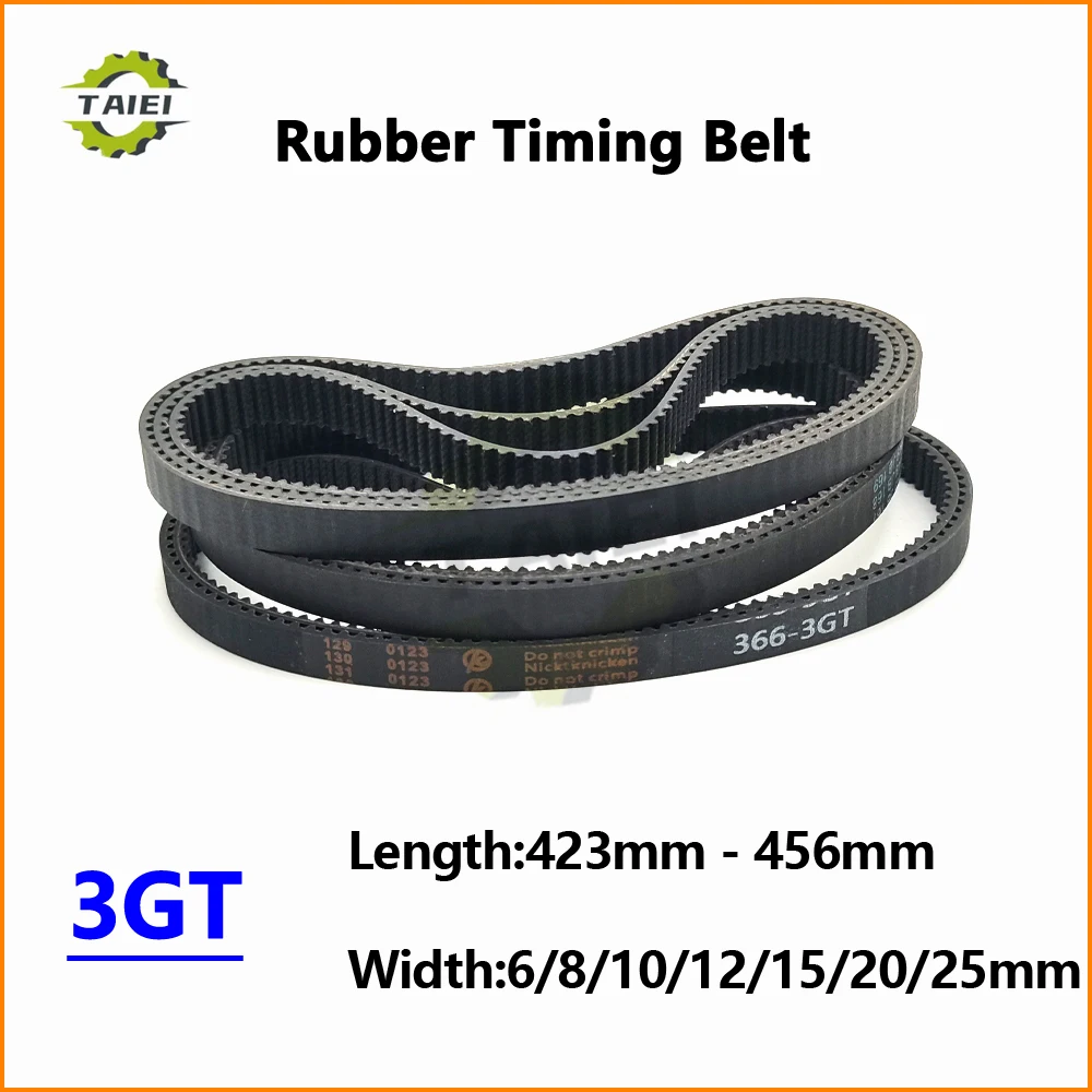 

3GT Rubber Synchronous Belt Length 423 426 429 432 435 438 441 444 447 450 453 456mm Width 6-25mm Loop Timing Toothed Drive Belt