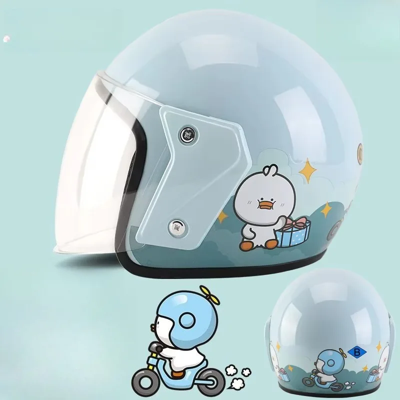 Motorcycle Electric Bike Children Cartoon Pattern Helmet Half Helmet Male Female Children Safety Helmet Fall Prevention Lovely