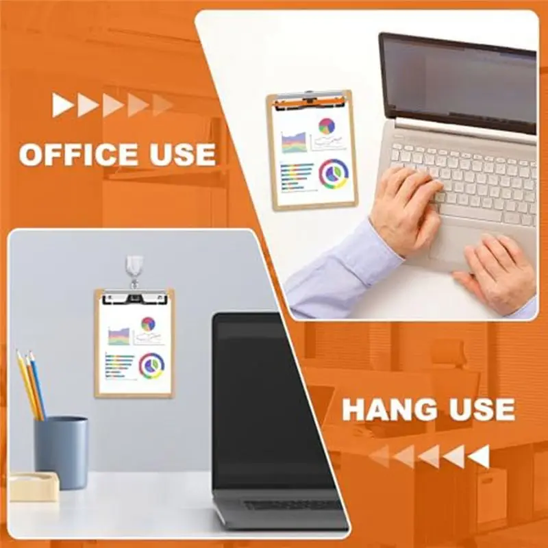 A01E-15-Piece Mountable Clipboard Clips With Rubber Handles And Hanging Holes - Plywood For Office School Home