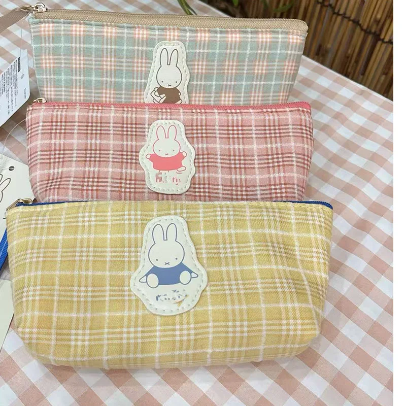 

Cartoon Student Pencil Case Cotton Striped Cute Large Capacity Stationery Bag Makeup Storage Bag