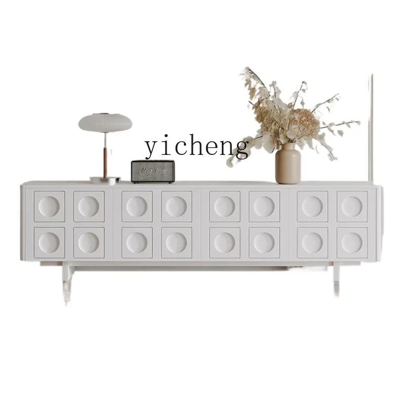 

ZZ ZK TV Cabinet Solid Wood Simplicity Retro Style White Living Room Home Small Apartment Paint Bedroom High TV Cabinet