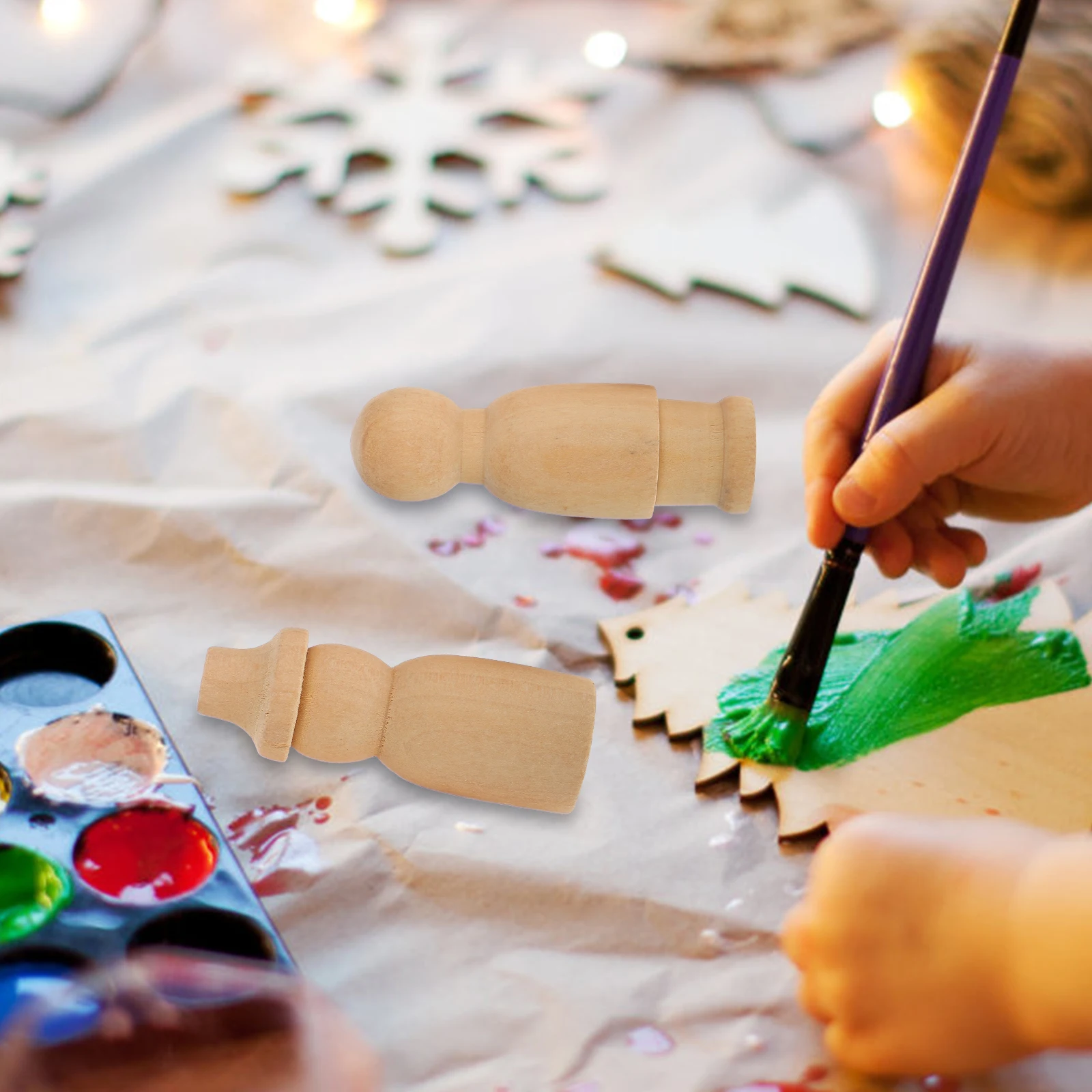 

30 Pcs Wooden Figurines Unfinished Painted Toys DIY Peg Small Size Light Weight Creative Table Decoration