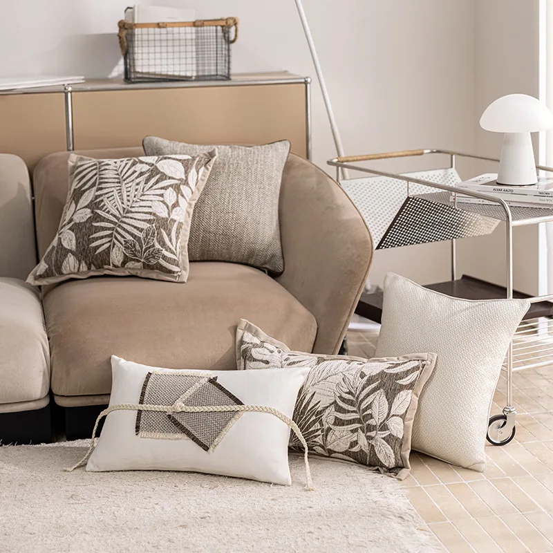 Modern Luxury Textured Cushion Cover Vintage Patchwork Jacquard Sofa Pillow Cover Decorative Modern Design Soft Home Furnishings