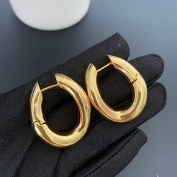 Europe America Designer Brand Gold Silver Oval Charm Earrings Women Luxury Jewelry Party Trend