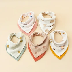 Double-sided Baby Bibs 4 Layers Cotton Gauze Square Towel Newborn Burp Cloths Feeding Saliva Towel Boys Girls Drooling Bibs