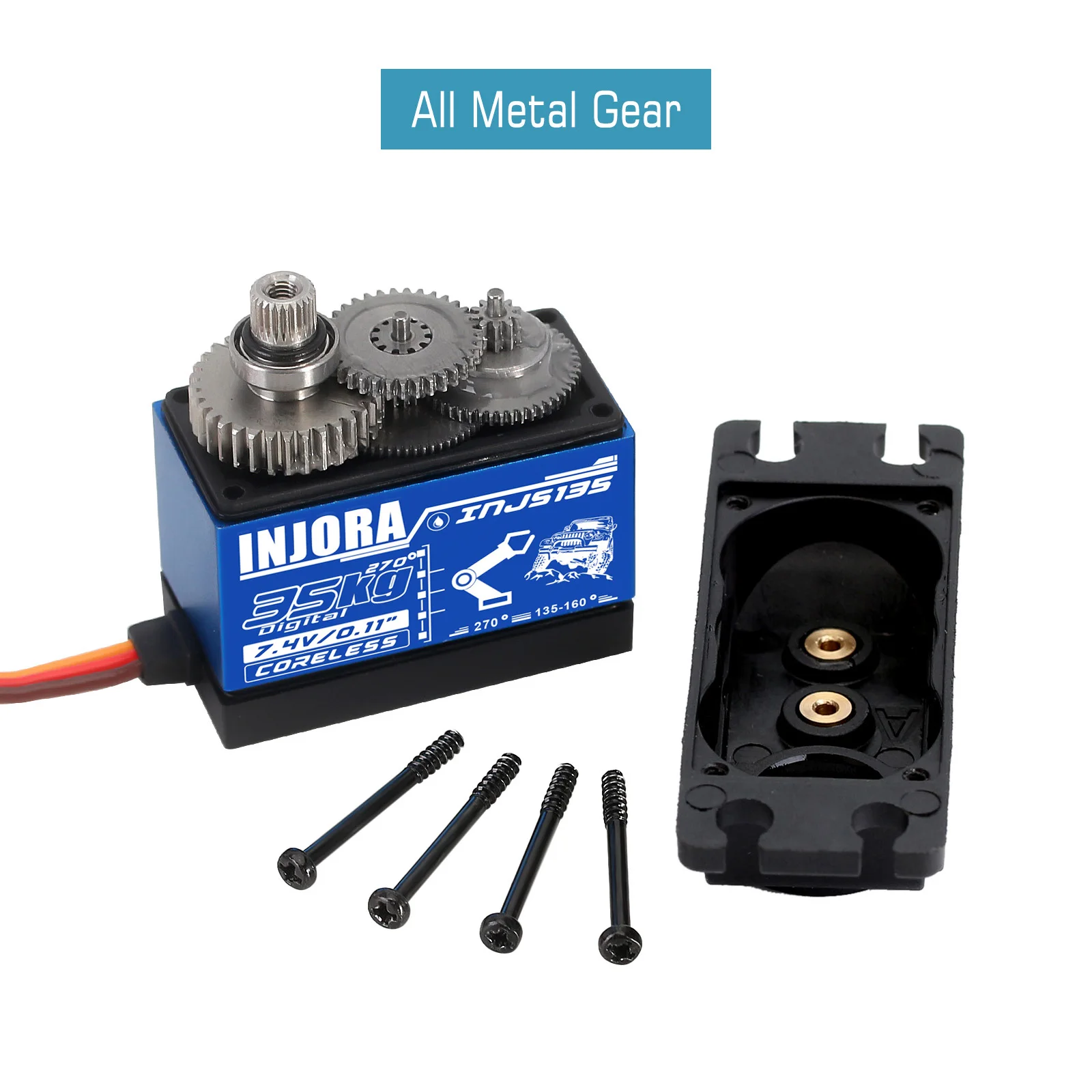 INJORA INJS135 35KG Waterproof Large Torque Digital Coreless Servo for RC Car Crawler Truck SCX10 TRX4 Robot Model (270 degrees)