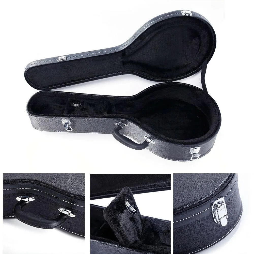 Hardshell A-Style Microgroove Pattern Leather Wood Mandolin Hard Case
