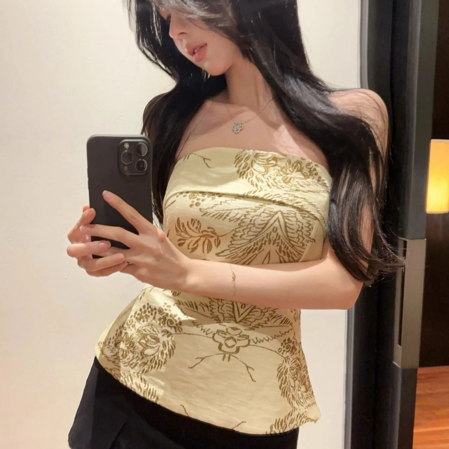 

Printed Sling Vest for Women To Wear Summer Spice Girl Design Sense Beautiful Tube Top