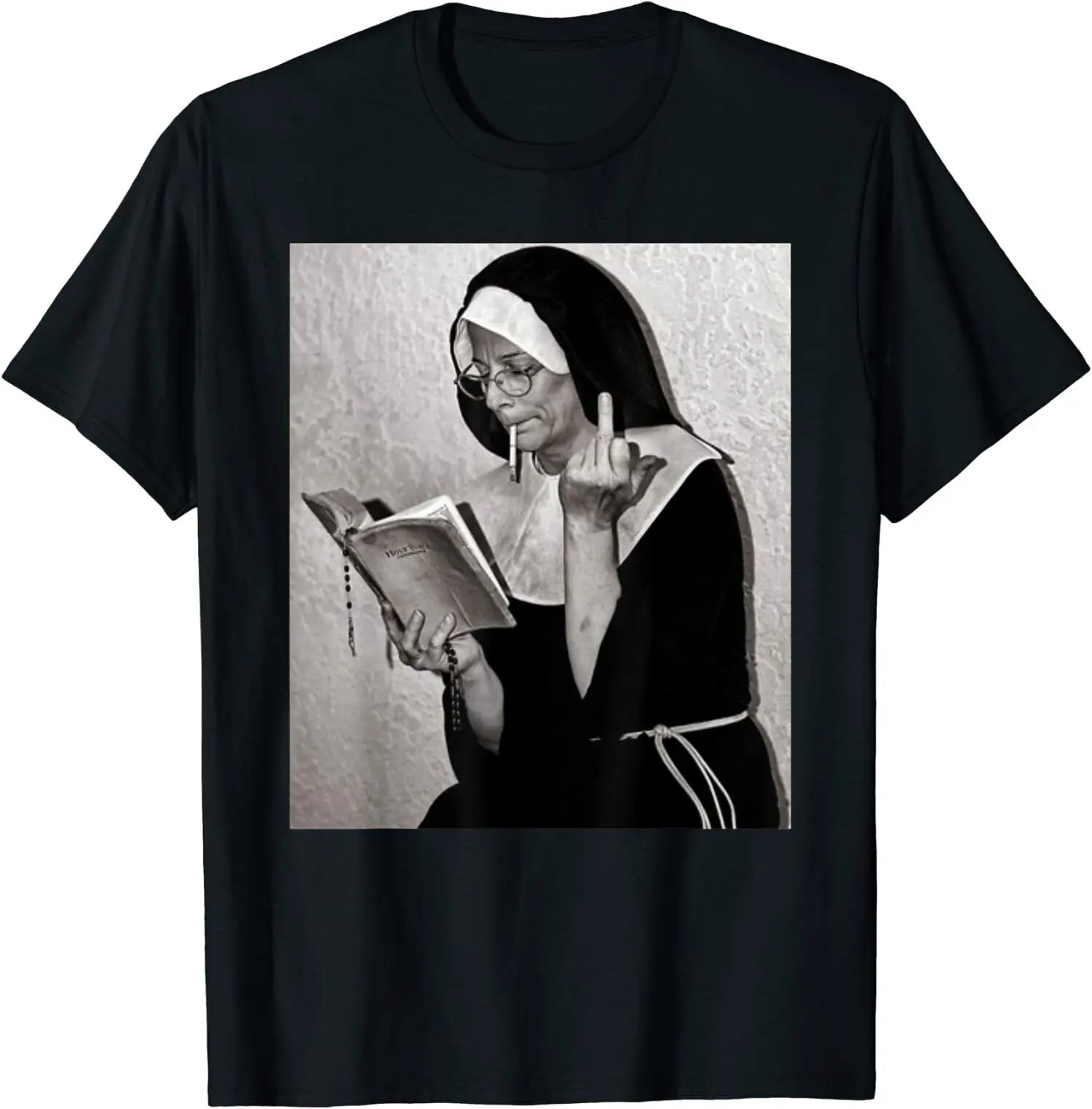 NEW LIMITED Nun Mid Finger Attitude Novelty Funny Unholy Gift T-Shirt S-3XL