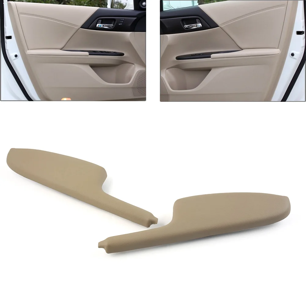 Beige Car Front Door Armrest Lid Latch Cover Panel Trim Armrest Mat Protector For Honda Accord 9th 2013 2014 2015 2016 2017