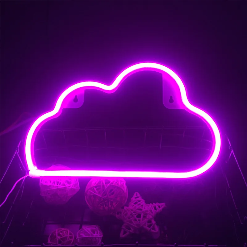 Rainbow Cloud Shaped Neon Signs LED Light,Atmosphere Lighting for Wall,Night Lamp for Birthday Party E-sports Room Decoration