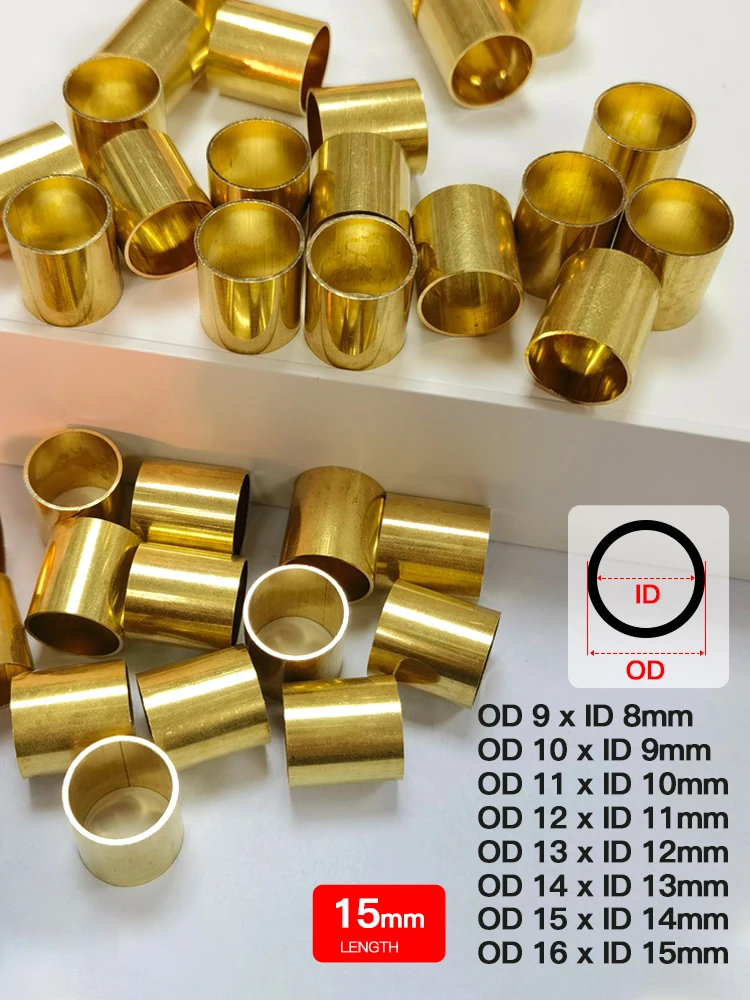 Messingrohr, Wandstärke 0,5 mm, Außendurchmesser 9–16 mm, Länge 15 mm, für Heimwerker-Handwerkzeuge, hochwertiges Messing-Hülsenrohr, 10–50 Stück, kleiner Großhandel – Detail 1