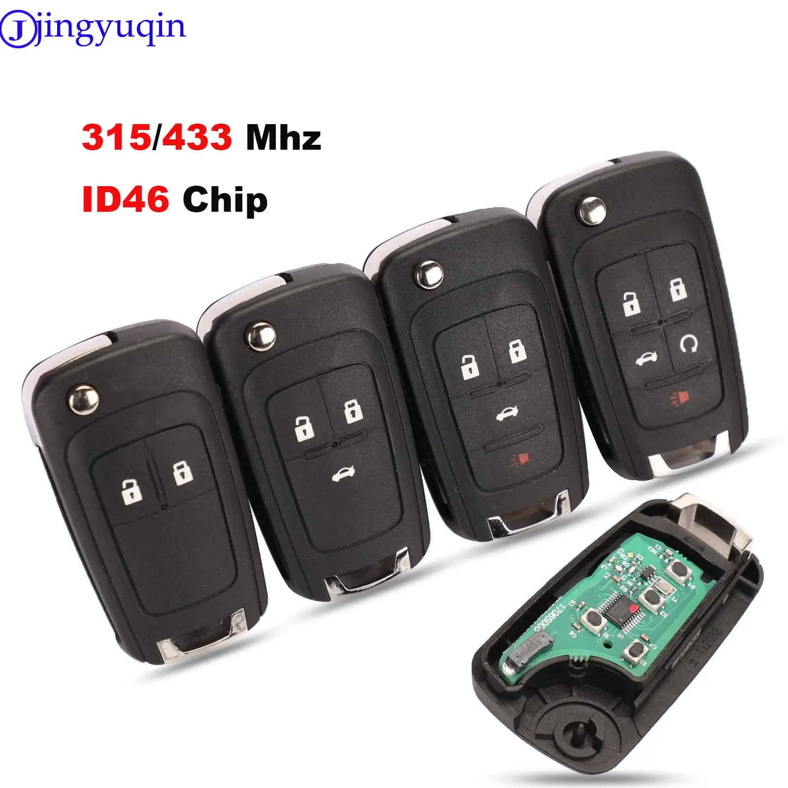 jingyuqin 3Buttons 433MHz With ID46 Chip Flip Folding Key Shell Cover For Chevrolet Cruze Remote Key Fob Shell Cover