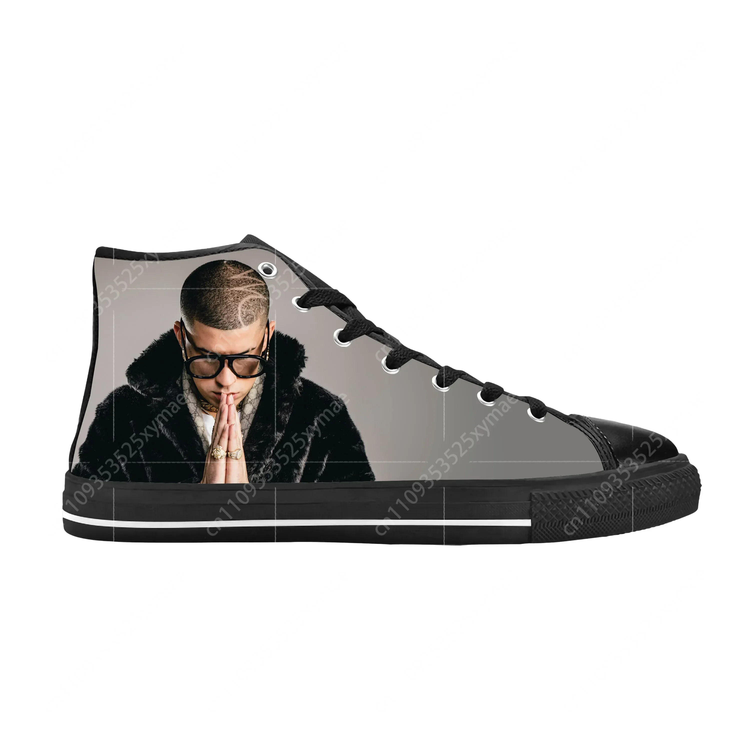 

Bad Bunny Hip Hop Singer Rap Rapper Music Fashion Casual Cloth Shoes High Top Comfortable Breathable 3D Print Men Women Sneakers