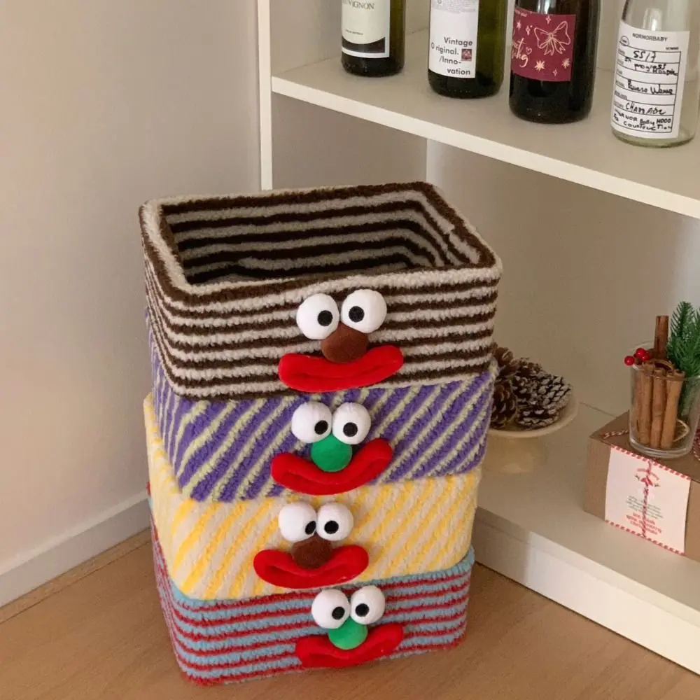 

Funny Clown Storage Box Space Saving Rectangle Cosmetics Storage Basket Multipurpose Stripe Stationery Storage Rack Dorm