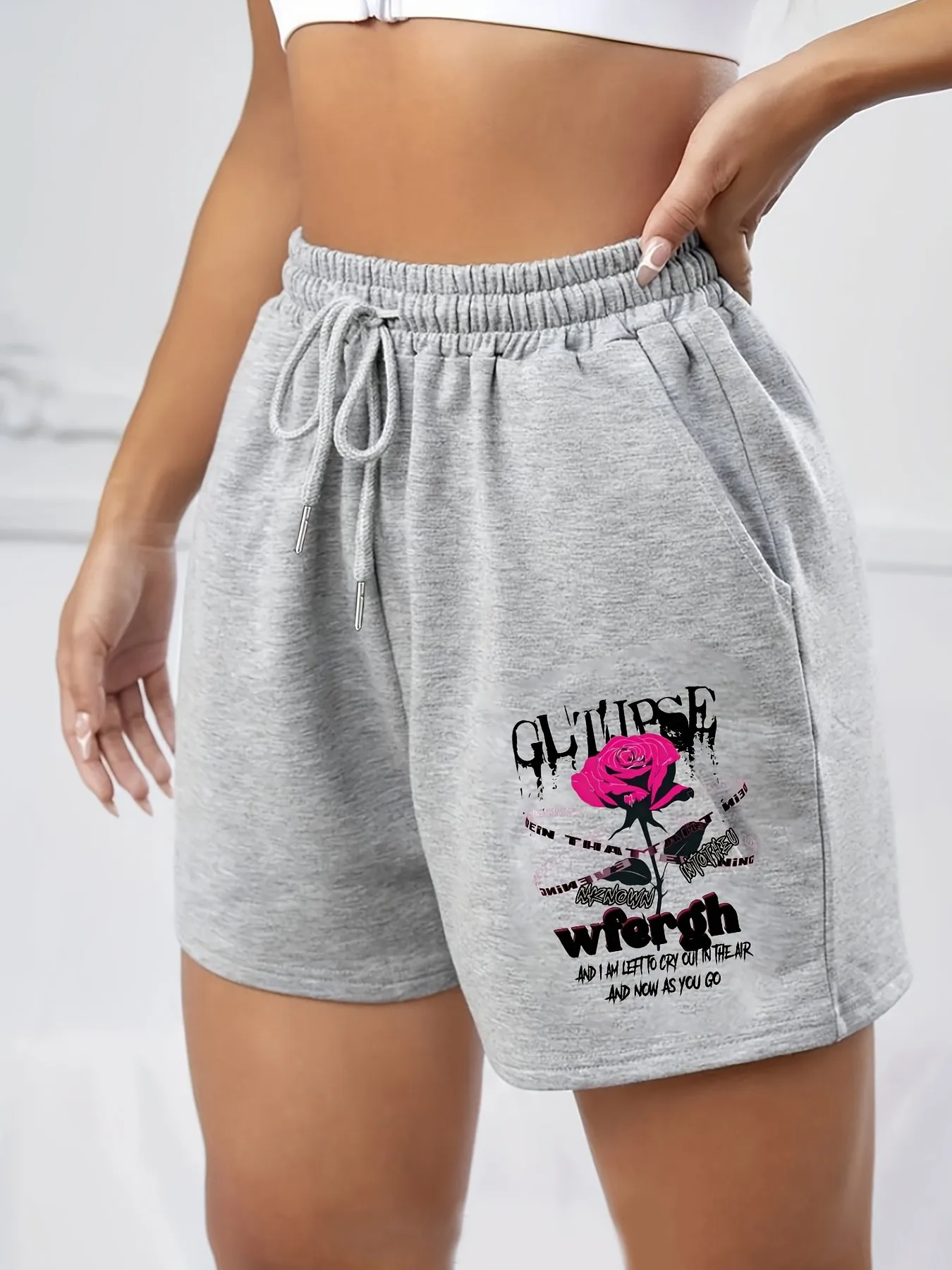 2026 Summer New Fashionable Sports and Casual Soft and Comfortable Easy-Matching 3D Rose Pattern Printed Women's Shorts