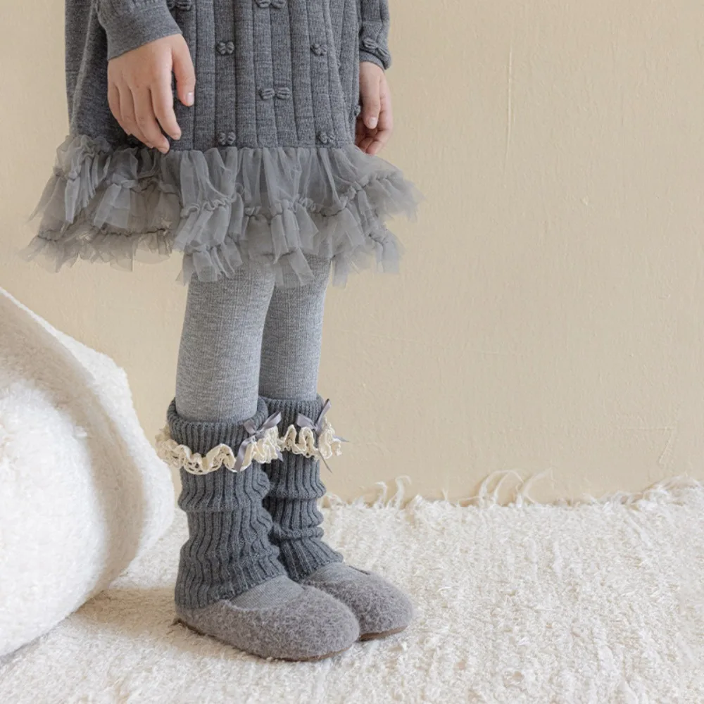 Polyester Girls Leg Warmers Thickened Fabric Knitted Texture Calf Socks Lolita Stretchy Fit Kids Sock Covers Daily Leg Warmth