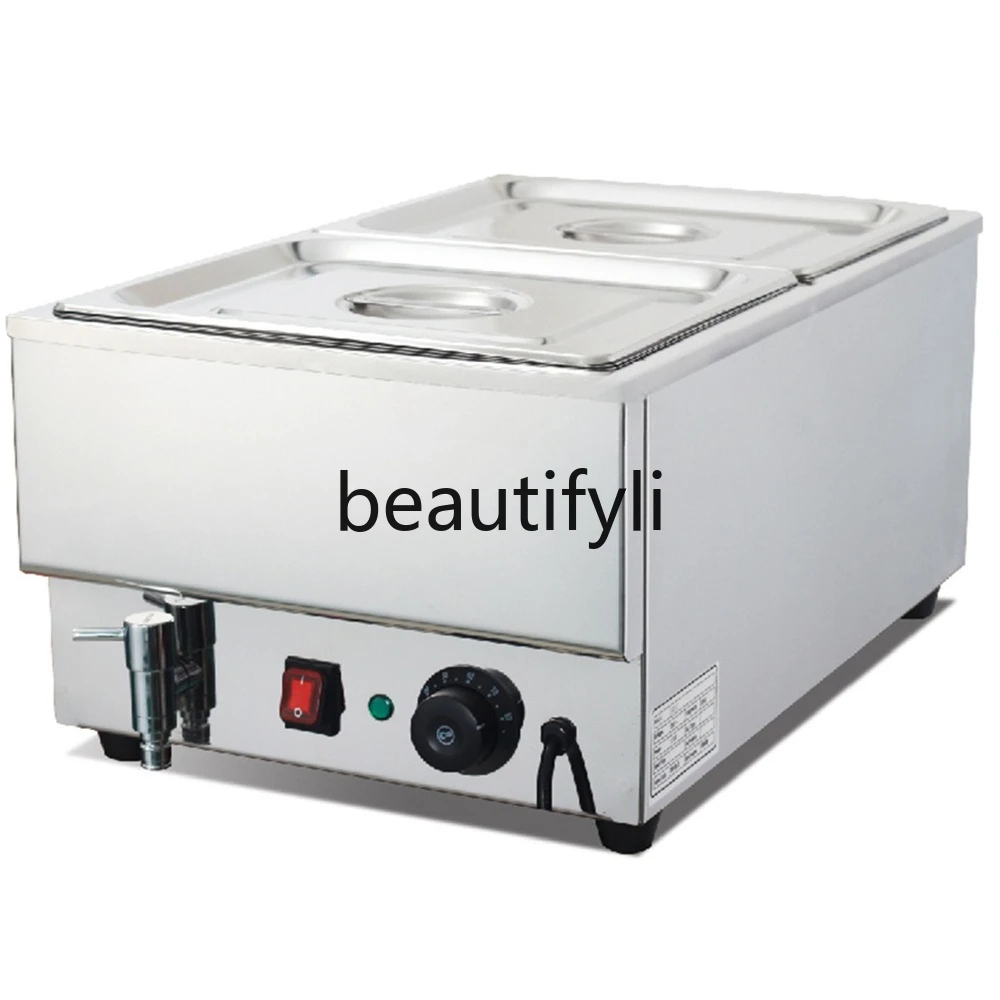 

Commercial electric fast food insulation table, hot soup insulation grid, desktop with water outlet