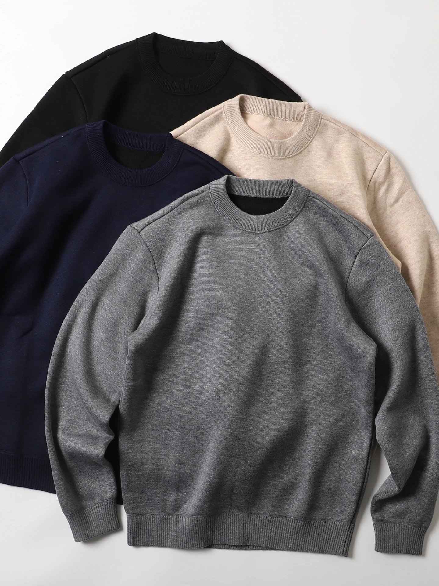 

Comfortable Men's Knitted Sweater round Ne Pullover Fce Lined Thi Casual Base Layer Winter Warm Polyester Fiber