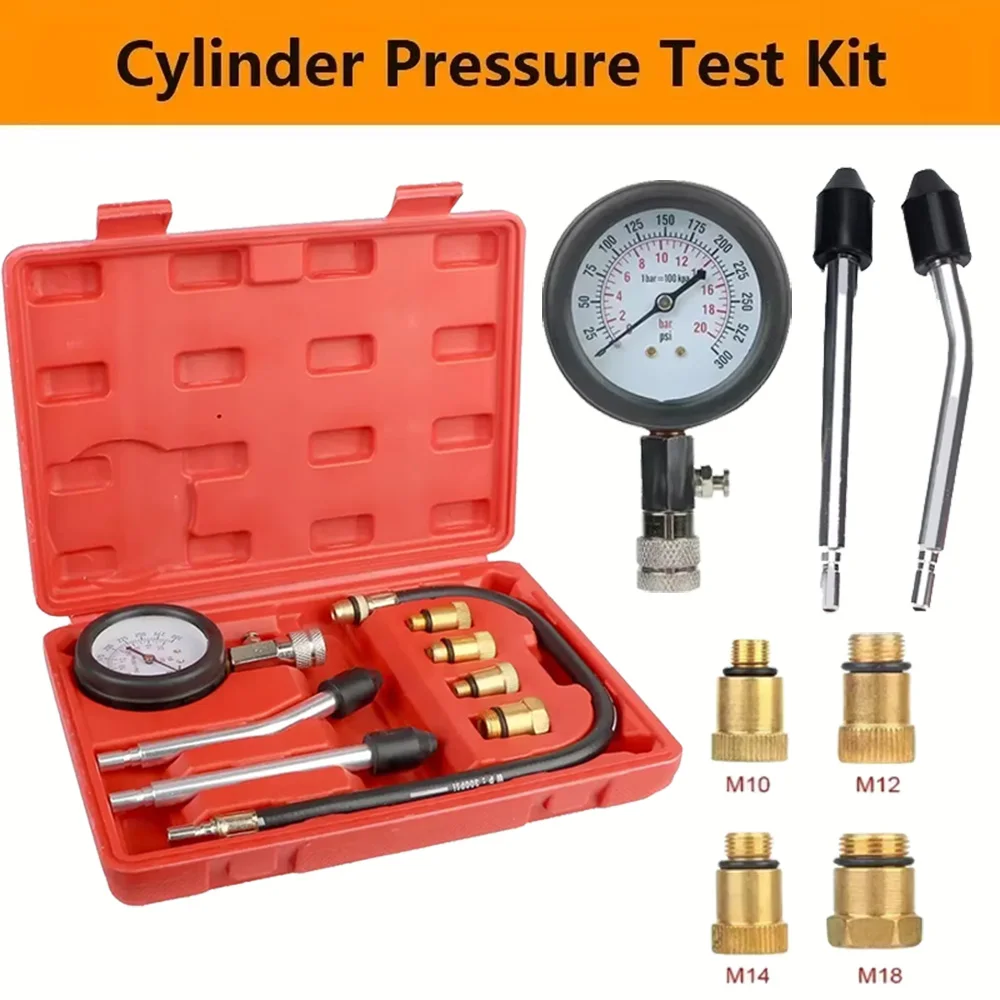 

Car Cylinder Tester Kit Engine Compression Pressure Gauge with M10 M12 M14 M18 Adapter Automotive Accessories Tester
