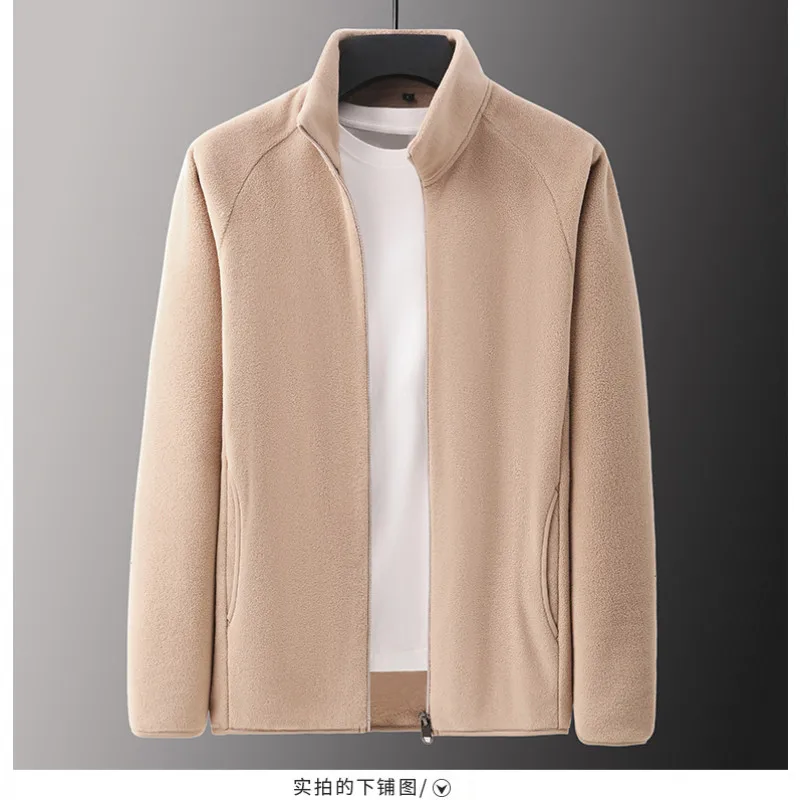 

Men's Double-Sided Fleece Jacket Casual Stand-Up Collar Sporty Couple Cardigan Fleece Top for Autumn Winter