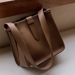 Fashion One Shoulder Bags For Women PU Leather Large Capacity Simple Versatile Female Solid Spring Bucket Handbag 2023 New