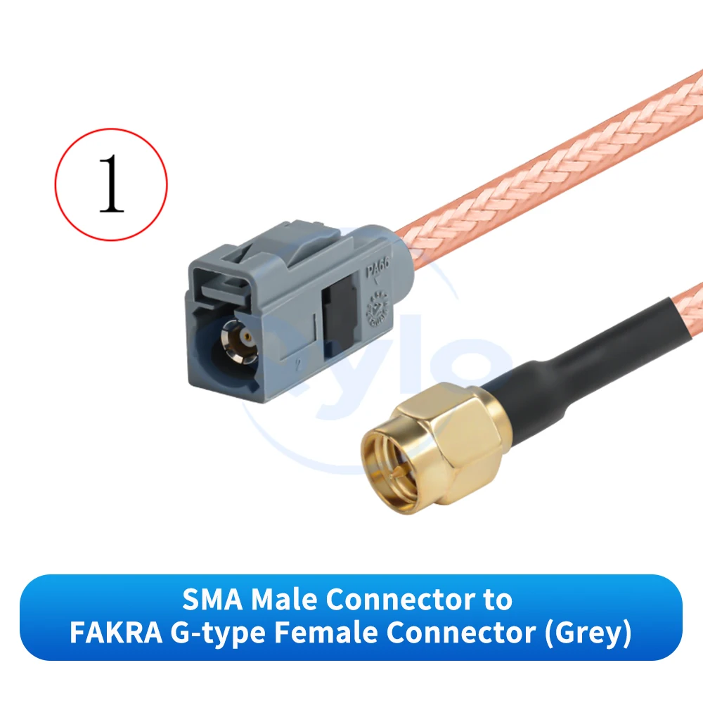 (1 pcs) SMA to FAKRA Male / Female Grey G-Type Adapter Cable RG142 Silver-Plated Double-Shielded RF Cable SMA - JK