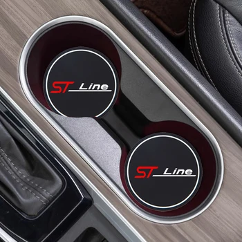 2 Stück rutsch feste Auto Wasser Tasse Pad Diamant Strass Gummi matte St Line Emblem für Ford Kuga MK3 MK2 MK4 S Max Focus Puma Fiesta