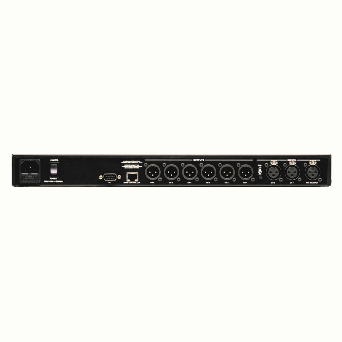 full bandpass speaker management system 2 XLR inputs and 6 XLR outputs 2.7 sec configurable delay Digital Speaker Management