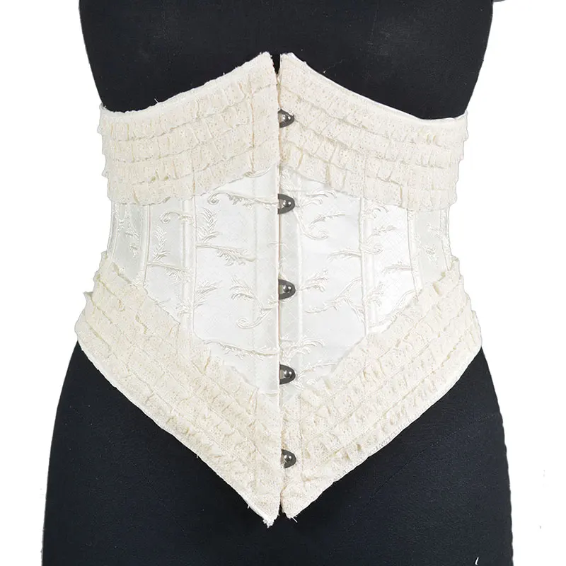 White Lace Lolita Goth Gothic Clothing Underbust Corset Embroidery Vintage Belts Cummerbund Corsets for Slimmer Waist