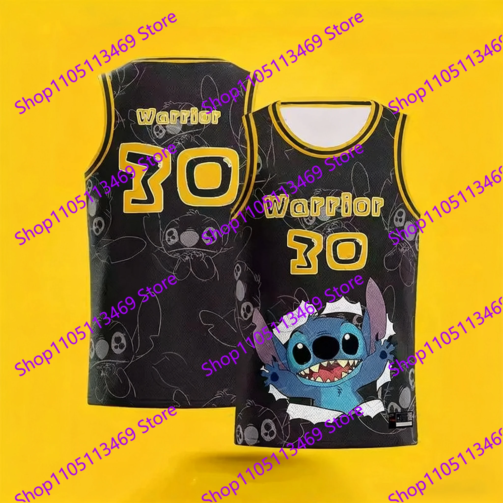 Camiseta de baloncesto estilo Anime Stephen Curry Stitch para jóvenes, chaleco de entrenamiento para equipo de playa de verano, ropa práctica para hombres y niños 2025